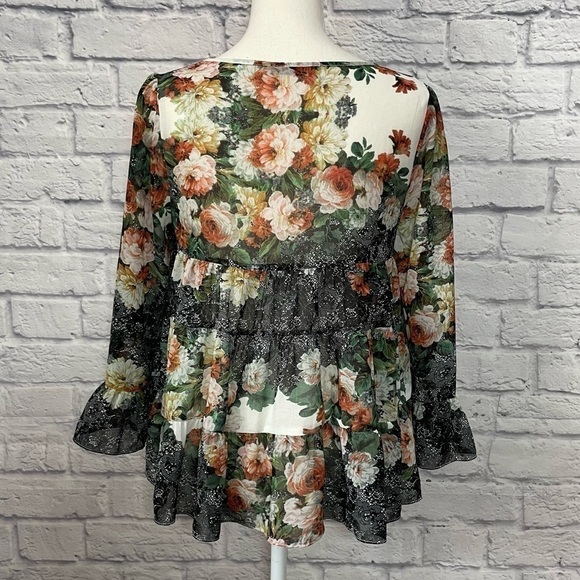 Darling Daphne Floral Print Sheer Top Size Small - Picture 7 of 14
